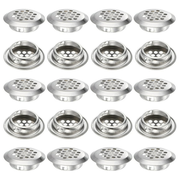 Uxcell 20-Pack Circular Soffit Vents, 25mm/0.98 Inch Stainless Steel Round Air Vent Mesh Hole Louver for Bathroom Home/ Office/Kitchen/Cabinet/Wardrobe [Silver]