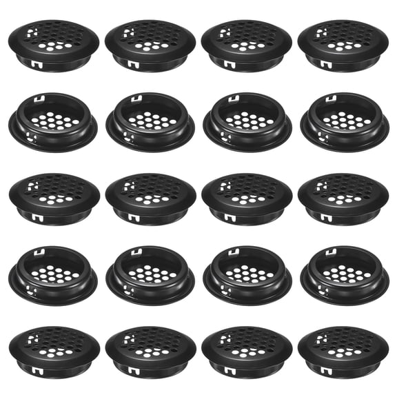Uxcell 20-Pack Circular Soffit Vents, 35mm/1.38 Inch Stainless Steel Round Air Vent Mesh Hole Louver for Bathroom Home/ Office/Kitchen/Cabinet/Wardrobe [Black]