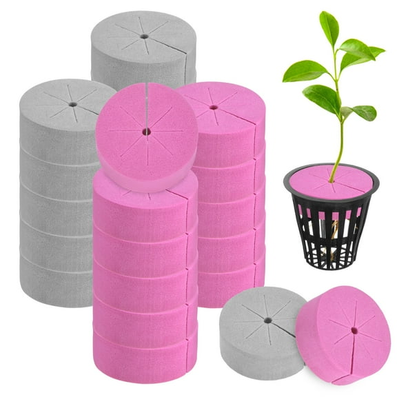 Uxcell 20-Pack Cloning Collars Inserts, Hydroponics Sponge Systems Cloning DIY Foam Cloner Inserts Fits 2" Net Pots [Grey, Rose Red]