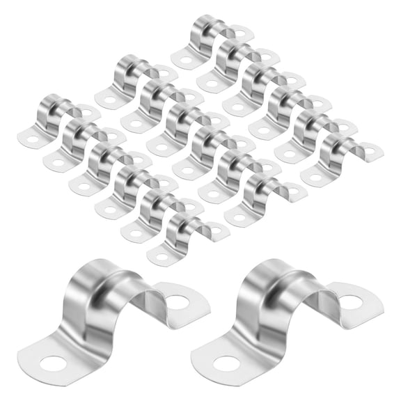 Uxcell 20-Pack Conduit Clamps, 5/8 in Stainless Steel Rigid Pipe Strap M16 U Bracket Pipe Clamps for Plumbing