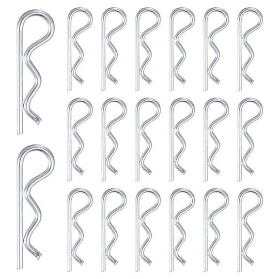 Uxcell 20-Pack Cotter Pins, 2.5 mm Dia 1.8" Long Spring Steel R Clips for Trailer Locking/Mechanics, Spring Fasteners Hitch Pin [Silver]