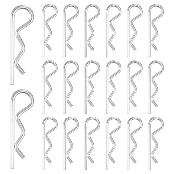 Uxcell 20-Pack Cotter Pins, 3.5 mm Dia 2.8" Long Spring Steel R Clips for Trailer Locking/Mechanics, Spring Fasteners Hitch Pin [Silver]