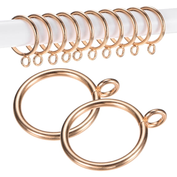 Uxcell 20-Pack Curtain Ring with Eyelet 1.25 Inch ID Fits Up to 1 Inch Curtain Rod Gold Metal Drapery Rings