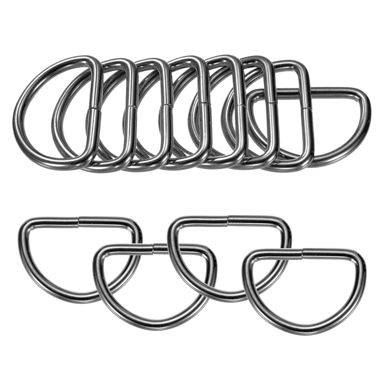 Uxcell 20-Pack D-Rings Buckle, 1-1/2 Inch Iron Non-Welded Dee Rings Metal Buckle for Purse/Aprons/Belts/Pet Collars, Semi-Circular D Ring Hardware [Black Gray]