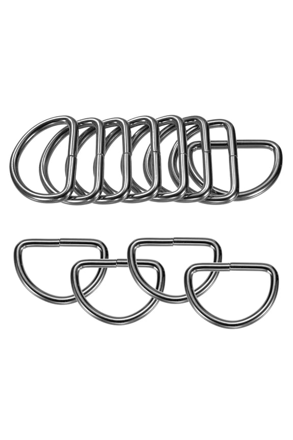 20-Pack D-Rings Buckle, 1-1/2 Inch Iron Non-Welded Dee Rings Metal Buckle for Purse/Aprons/Belts/Pet Collars, Semi-Circular D Ring Hardware [Black Gray]
