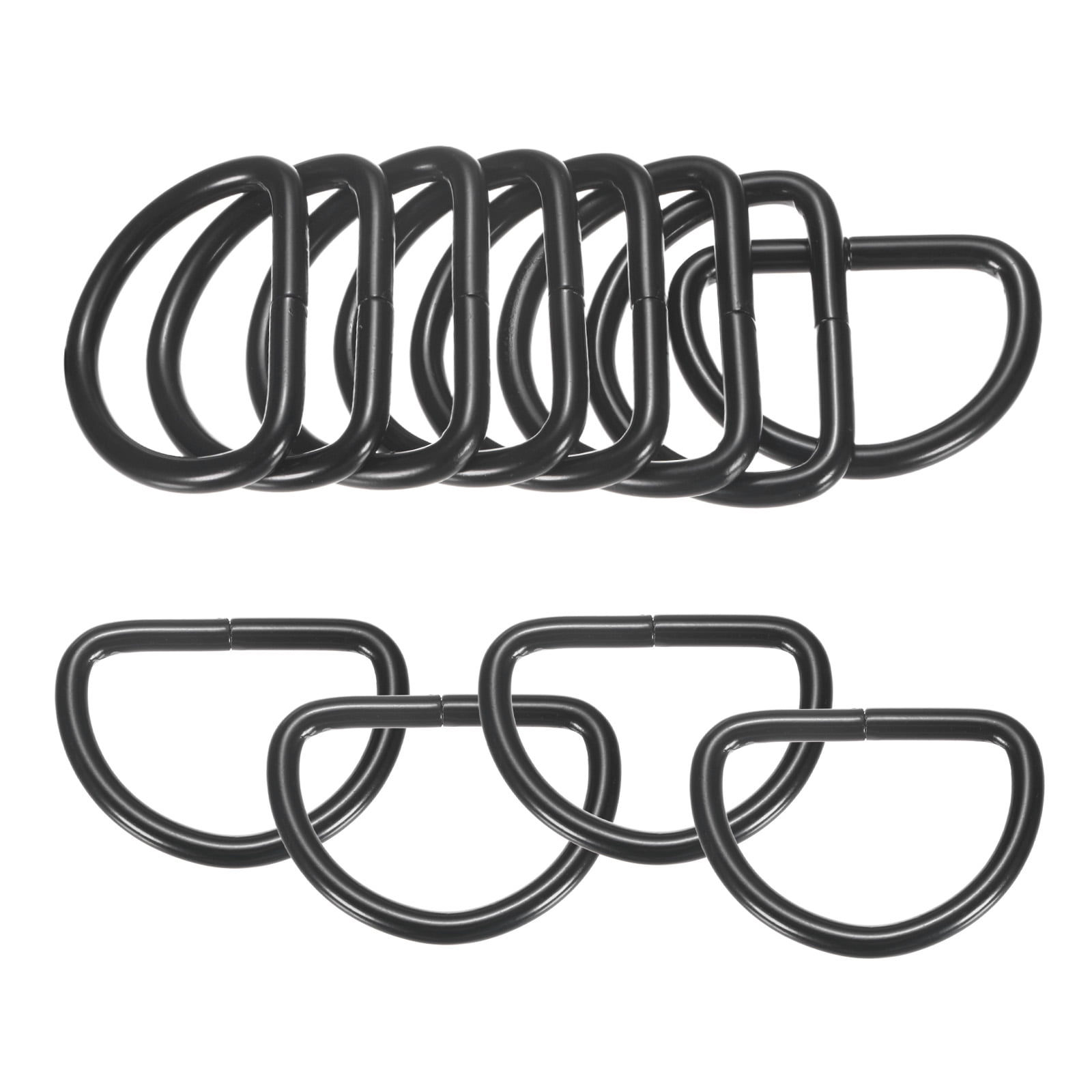 Uxcell 20-Pack D-Rings Buckle, 1-1/2 Inch Iron Non-Welded Dee Rings Metal Buckle for Purse/Aprons/Belts/Pet Collars, Semi-Circular D Ring Hardware [Black]