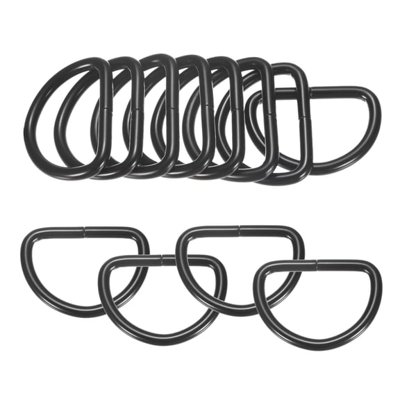 Uxcell 20-Pack D-Rings Buckle, 1-1/2 Inch Iron Non-Welded Dee Rings Metal Buckle for Purse/Aprons/Belts/Pet Collars, Semi-Circular D Ring Hardware [Black]