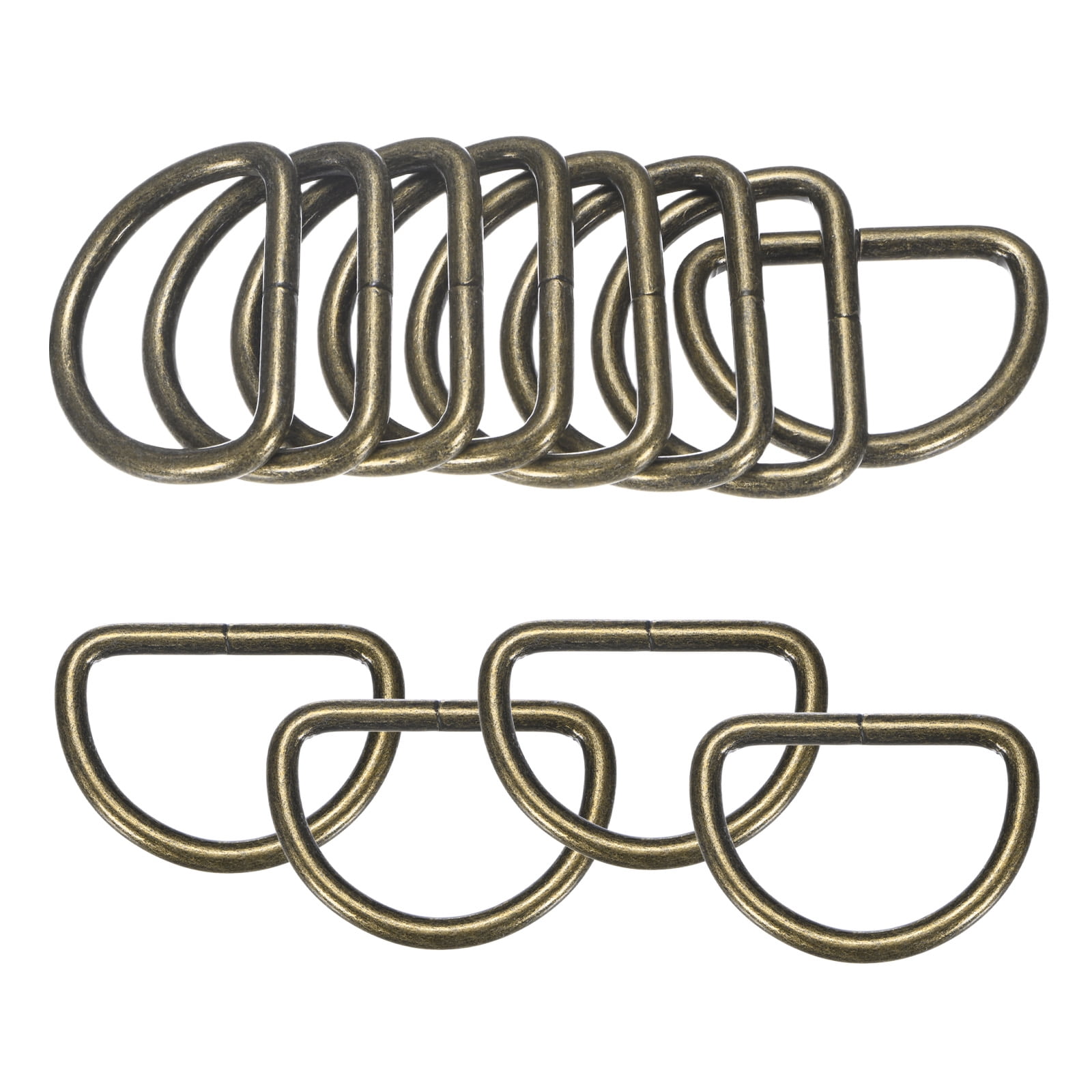 Uxcell 20-Pack D-Rings Buckle, 1-1/2 Inch Iron Non-Welded Dee Rings Metal Buckle for Purse/Aprons/Belts/Pet Collars, Semi-Circular D Ring Hardware [Coppery]
