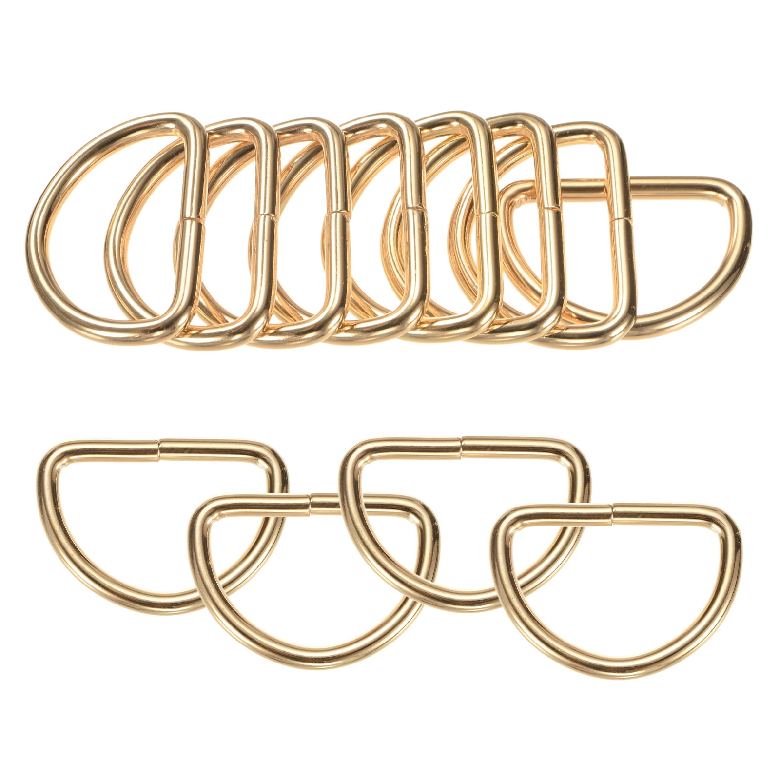 Uxcell 20-Pack D-Rings Buckle, 1-1/2 Inch Iron Non-Welded Dee Rings Metal Buckle for Purse/Aprons/Belts/Pet Collars, Semi-Circular D Ring Hardware [Gold Tone]