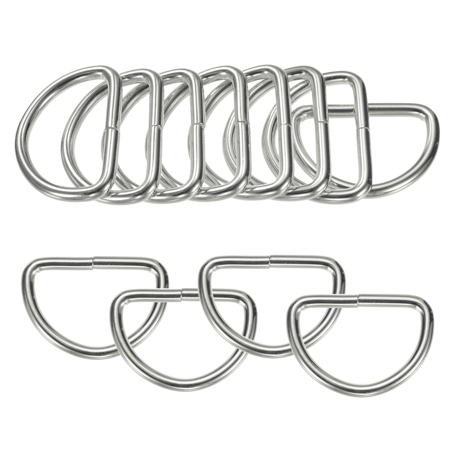 Uxcell 20-Pack D-Rings Buckle, 1-1/2 Inch Iron Non-Welded Dee Rings Metal Buckle for Purse/Aprons/Belts/Pet Collars, Semi-Circular D Ring Hardware [Silver Gray]