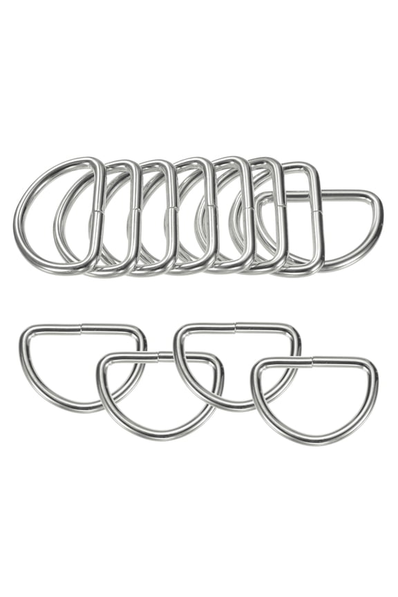20-Pack D-Rings Buckle, 1-1/2 Inch Iron Non-Welded Dee Rings Metal Buckle for Purse/Aprons/Belts/Pet Collars, Semi-Circular D Ring Hardware [Silver Gray]