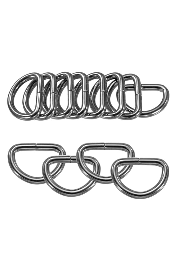 20-Pack D-Rings Buckle, 1 Inch Iron Non-Welded Dee Rings Metal Buckle for Purse/Aprons/Belts/Pet Collars, Semi-Circular D Ring Hardware [Black Gray]