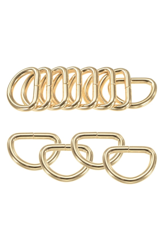 20-Pack D-Rings Buckle, 1 Inch Iron Non-Welded Dee Rings Metal Buckle for Purse/Aprons/Belts/Pet Collars, Semi-Circular D Ring Hardware [Light Gold]