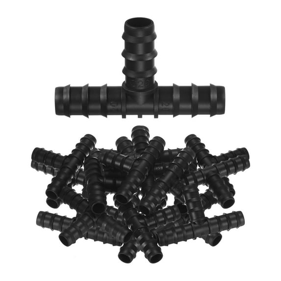 Uxcell 20-Pack Drip Irrigation Barbed Fittings, for 1/2 Inch Tees Tubing Connector Plastic Coupling Irrigation Parts