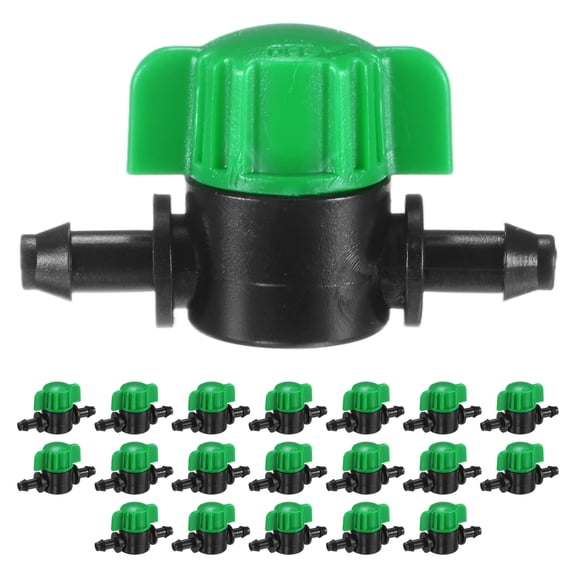 Uxcell 20-Pack Drip Irrigation Valves, 1/4 Inch Barbed Shut-Off Valve for Drip Tubing/Garden Irrigation System [Green]