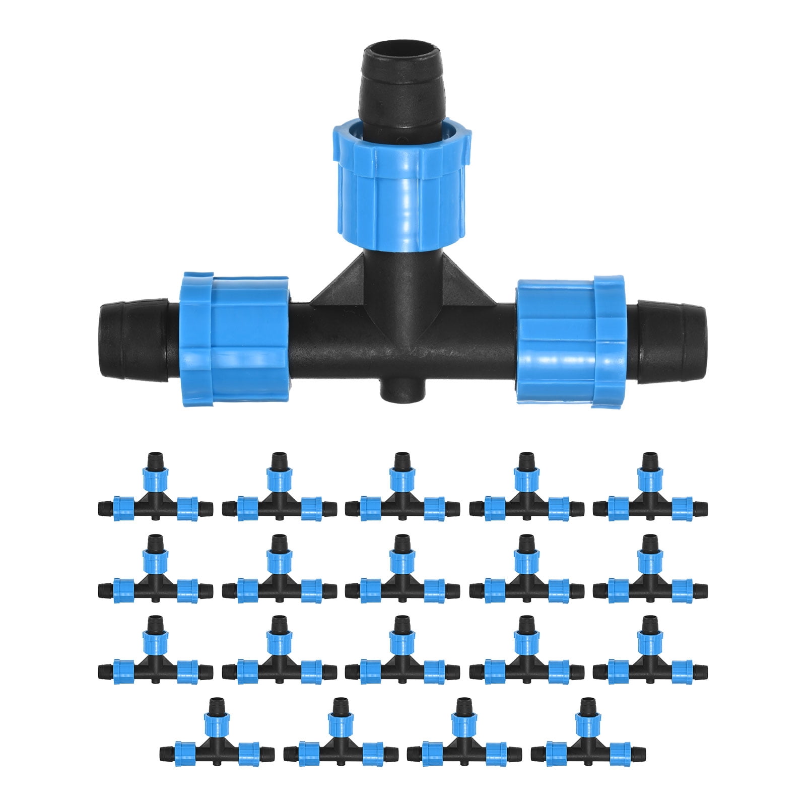 Uxcell 20-Pack Drip Tape Irrigation Tubing 3 Way Tee, for 16-17mm Tubing Irrigation Coupling Barbed Locking Fitting Tubing Connector