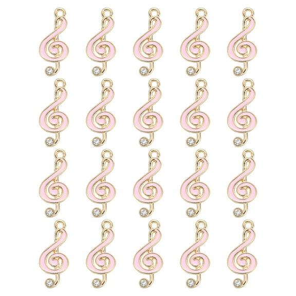 Uxcell 20 Pack Enamel Music Charm, 9 x 21mm Musical Note Charm Metal Bulk Alloy Notes Symbols Pendants for Bracelet Earring Necklace Keychain DIY, Pink