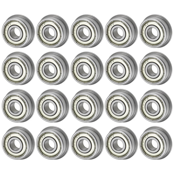 Uxcell 20-Pack F606ZZ Flanged Ball Bearing, 1/4" x 2/3" x 1/4" Metal Sealed