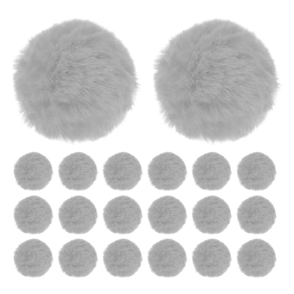 Uxcell 20-Pack Faux Fur Pom Poms, 2 Inch/ 5 cm Soft Fluffy PomPoms Balls Faux Rabbit Fur with Elastic Loop for DIY[Light Grey]