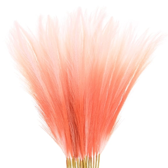 Uxcell 20 Pack Faux Pampas Grass 21.7" for Home Decor Wedding Orange Gradient
