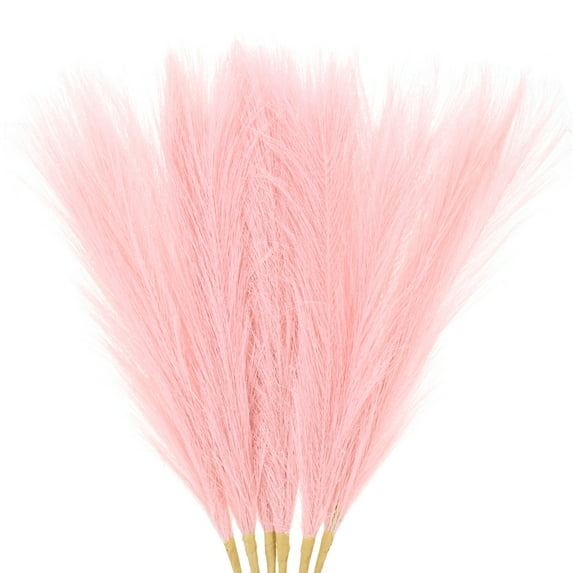Uxcell 6 Pack Faux Pampas Grass 21.7 Inch for Home Decor/Wedding Light Pink