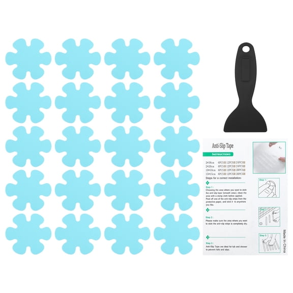 Uxcell 20 Pack Flower Bathtub Non Slip Stickers 3.2 x 3.2 Inch, Blue