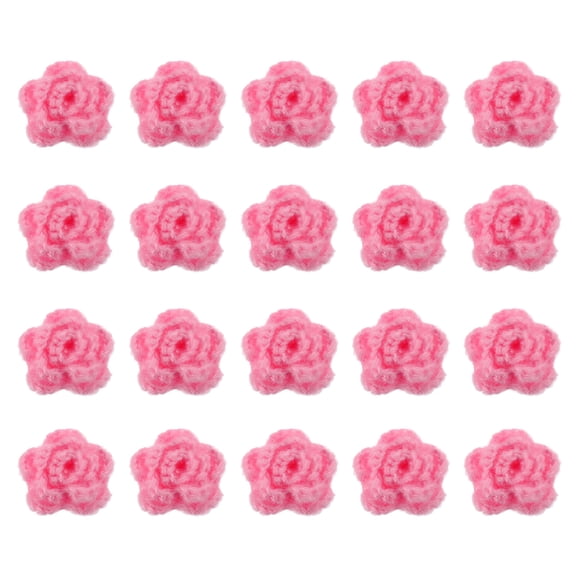 Uxcell 20 Pack Flower Sew on Patches, 50mm Handmade Crochet Flowers Floral Embroidered Appliques Embellishments for DIY Hair Hats Clothes Wedding Decor Craft, Rose Red