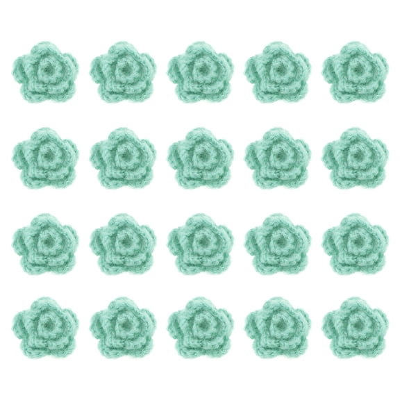 Uxcell 20 Pack Flower Sew on Patches, 50mm Handmade Crochet Flowers Floral Embroidered Appliques Embellishments for DIY Hair Hats Clothes Wedding Decor Craft, Light Green