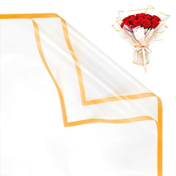 Uxcell 20-Pack Flower Wrapping Paper, 22.4" Waterproof Floral Bouquet Wrapping Paper for Wedding/Birthday [Orange]