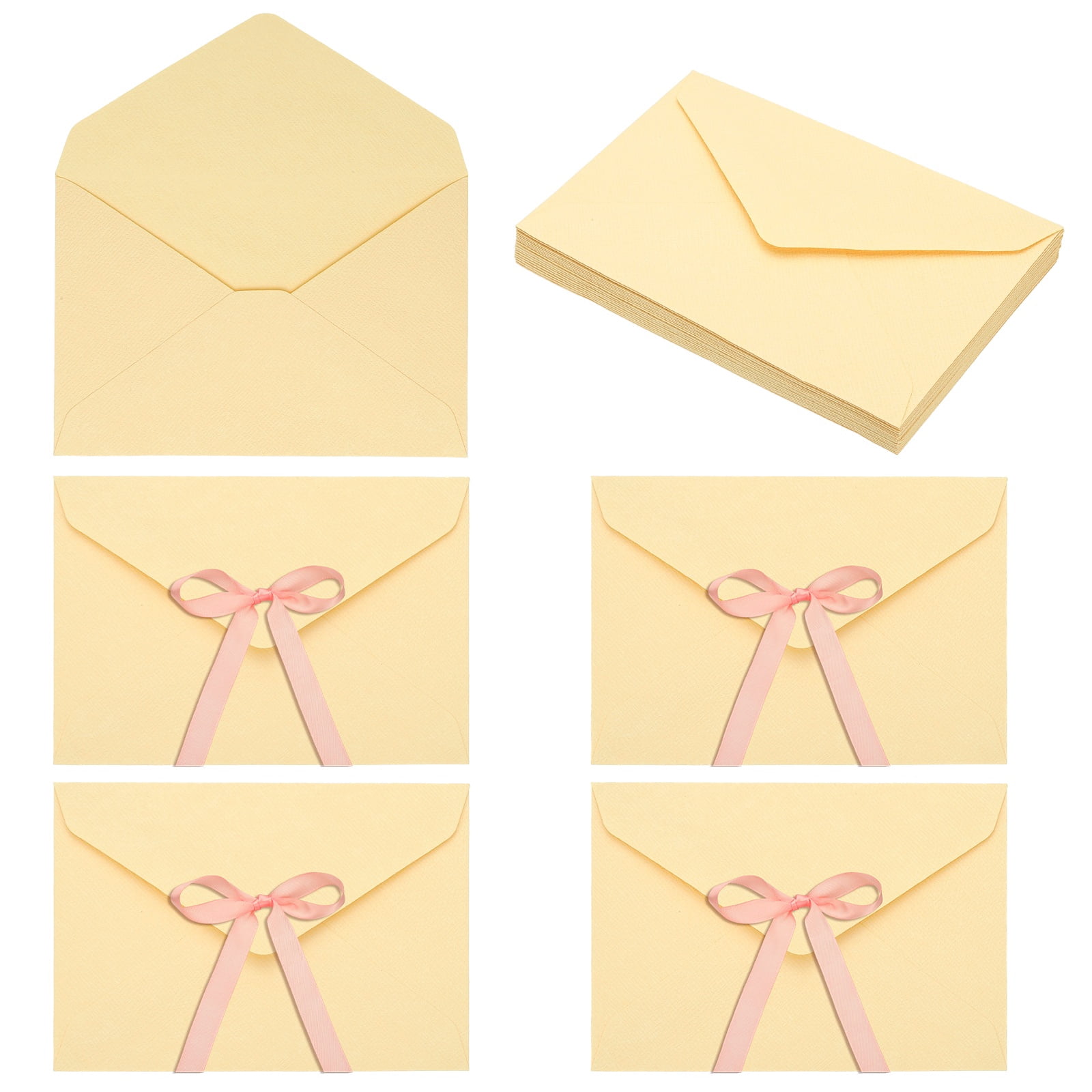 Uxcell 20 Pack Greeting Card Envelopes with Ribbon Bow, 6.3" x 4.4 ...