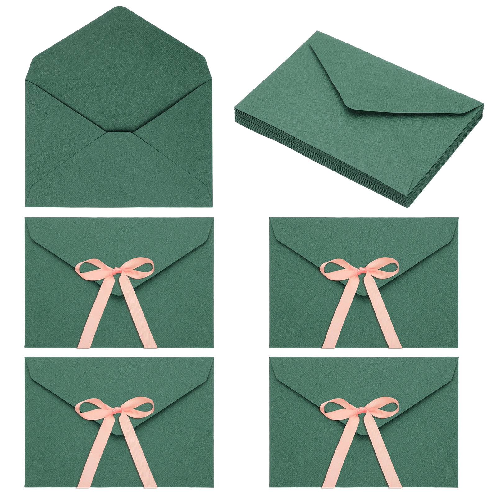 Uxcell 20 Pack Greeting Card Envelopes with Ribbon Bow, 6.3" x 4.4 ...