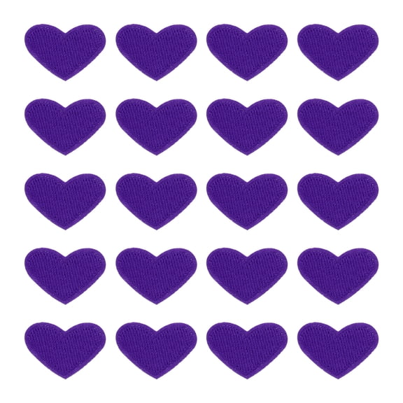 Uxcell 20 Pack Heart Iron on Patches, Embroidered Sew on Applique Patches, Dark Purple
