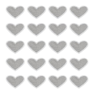 Uxcell 20 Pack Heart Iron on Patches, Embroidered Sew on Applique Patches, Silver