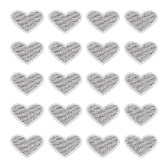 Uxcell 20 Pack Heart Iron on Patches, Embroidered Sew on Applique Patches, Silver