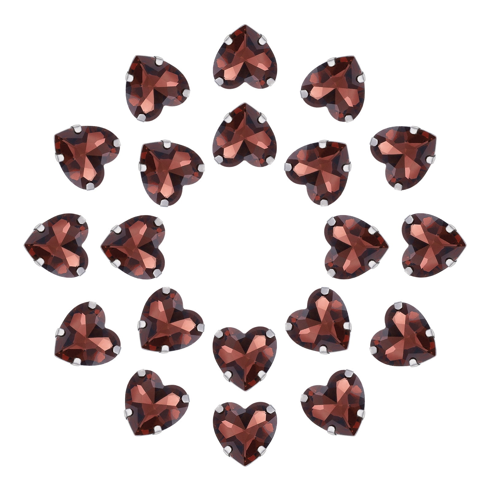Silver Rhinestone Heart Uxcell 20 Pack Heart Sew on Rhinestone, 10x10mm Heart Crystal ...