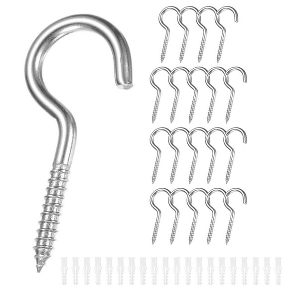 Uxcell 20-Pack Hooks Screw, M4 2" 304 Stainless Steel Heavy Self Tapping Eye Bolts with Expanding Anchors for Wood Furniture/Hanging Artwork/Securing Cables, Ceiling Hooks [Silver]