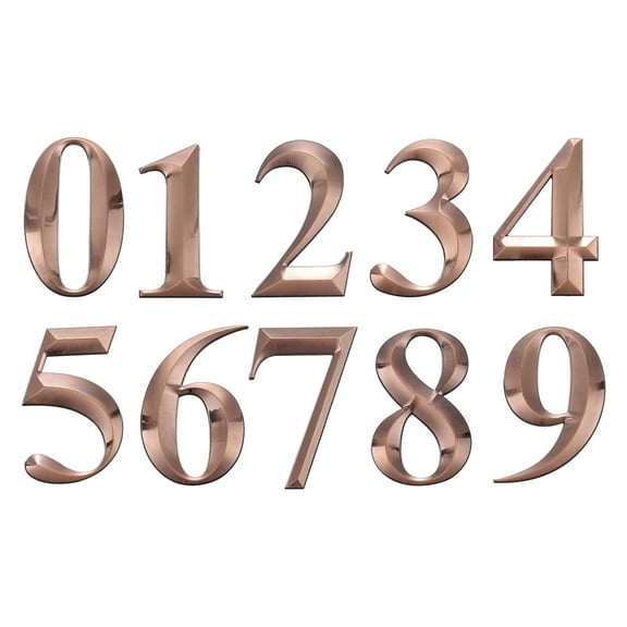 Uxcell 20 Pack House Numbers for Outside, 4 Inch 0-9 Self Adhesive Mailbox 3D Door Number Stickers for Apartment Office Hotel Room Signs, Bronze
