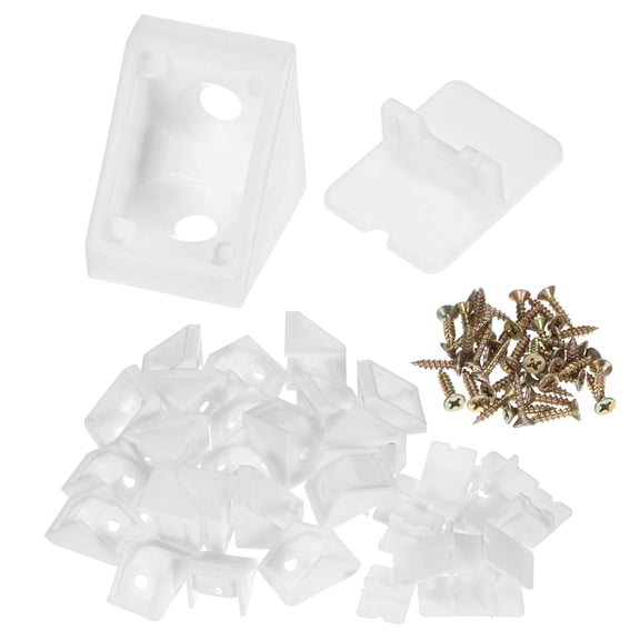 Uxcell 20-Pack L-Shape Corner Brace, 0.78 x 0.71 in Nylon Plastic Right Angle Brackets Fastener Joint