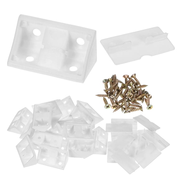 Uxcell 20-Pack L-Shape Corner Brace, 0.78 x 1.65 in Nylon Plastic Right Angle Brackets Fastener Joint