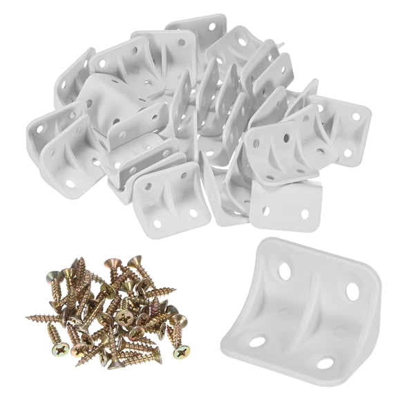 Uxcell 20-Pack L-Shape Corner Brace, 0.94 x 0.94 in Nylon Plastic Right Angle Brackets Fastener Joint