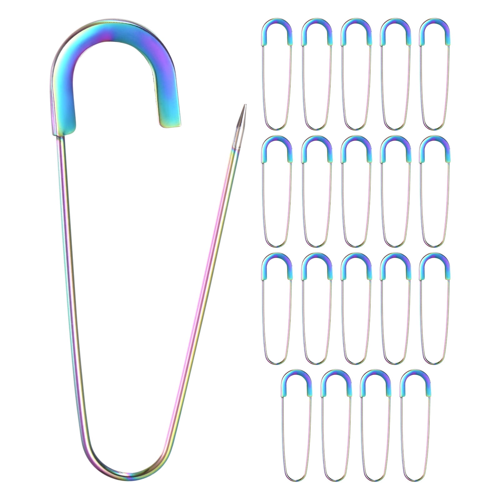 Uxcell 20-Pack Large Safety Pin, 3.15 In(80mm) Zinc Alloy Heavy Brooch Pin for Sewing ClothesDecorative Safety Pins [Multicolor]