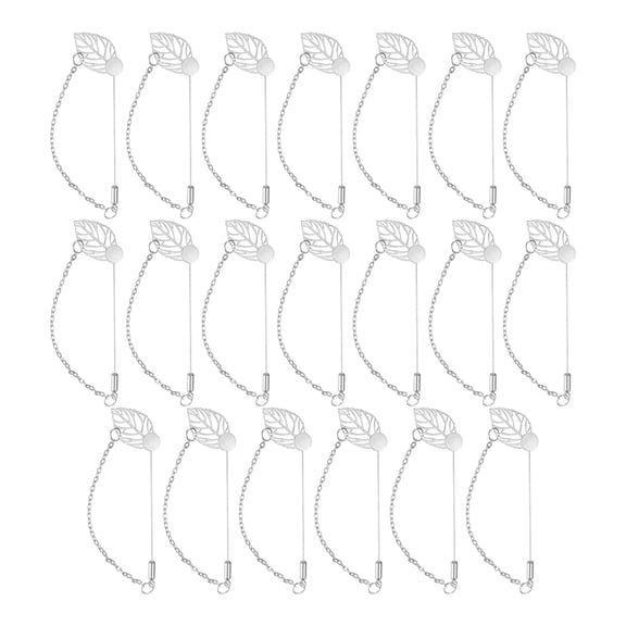 Uxcell 20 Pack Leaf Brooch Tray Stick Lapel Pin DIY Corsage Pin with Chain Silver Tone