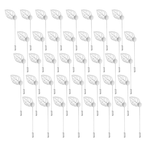 Uxcell 40 Pack Leaf Brooch Tray Stick Lapel Pin, DIY Corsage Pin Silver Tone