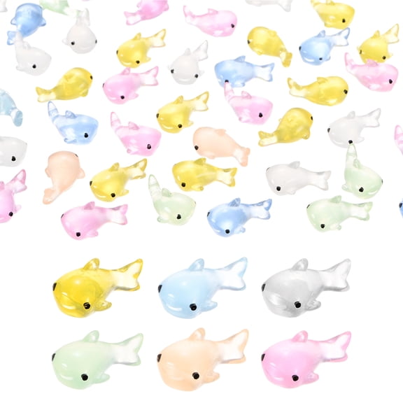 Uxcell 20-Pack Luminous Mini Resin Shark, Glow in the Dark Tiny Shark for Fairy Garden/Micro Landscaping/Dollhouse [Random Mixed Colors]
