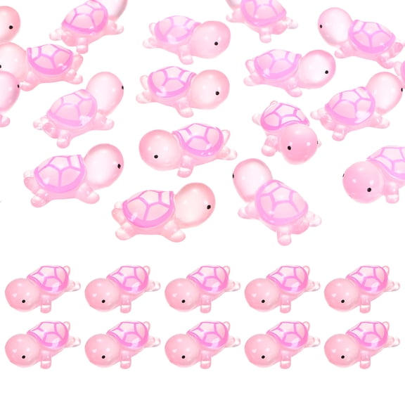 Uxcell 20-Pack Luminous Mini Resin Turtles, Glow in The Dark Tiny Sea Turtle [Rose Red]