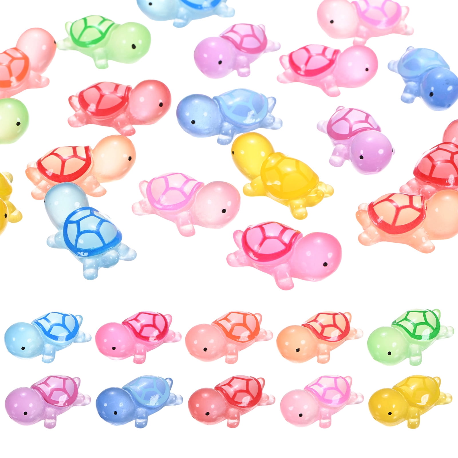 Uxcell 20-Pack Luminous Mini Resin Turtles, Glow in The Dark Tiny Sea ...