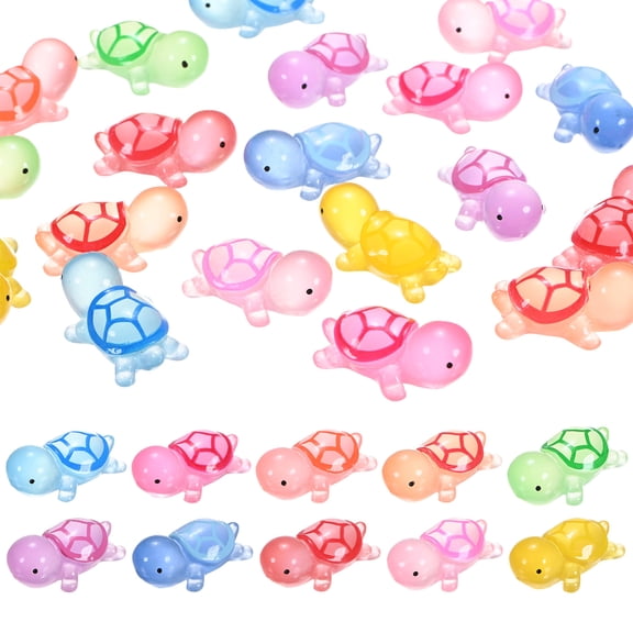 Uxcell 20-Pack Luminous Mini Resin Turtles, Glow in The Dark Tiny Sea Turtle [Rose Red]