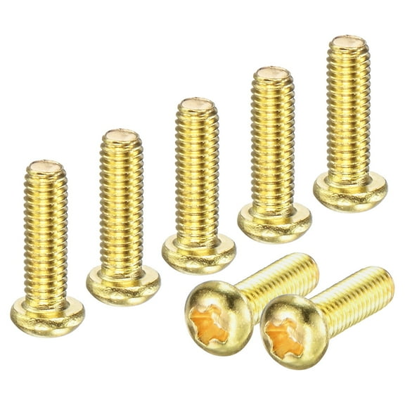 Uxcell 20-Pack M3x10mm Pan Head Machine Screws Brass Cross Head Fully Threaded Bolts for Furniture Brass