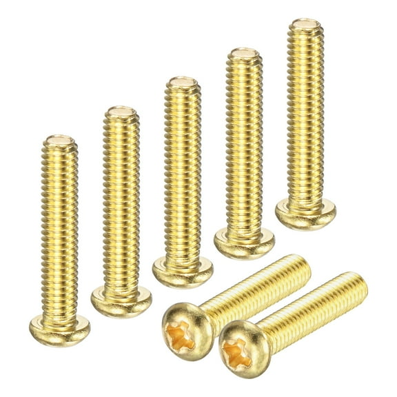Uxcell 20-Pack M4x20mm Pan Head Machine Screws Brass Cross Head Fully Threaded Bolts for Furniture Brass