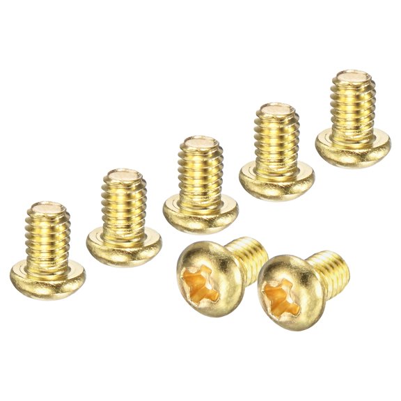Uxcell 20-Pack M4x6mm Pan Head Machine Screws Brass Cross Head Fully Threaded Bolts for Furniture Brass